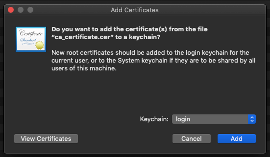 Trusting CA Certificate in Keychain